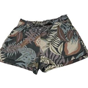 C&C California Brown and Green Shorts with Tropical Print - L